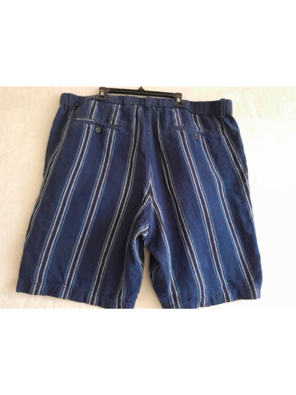 Banana Republic Linen Shorts Vacation Beach Resort Casual Striped Shorts 38 Blue - Picture 2 of 8